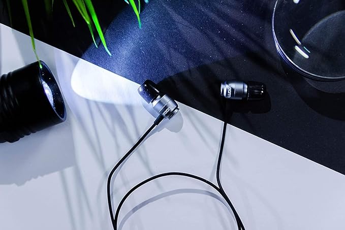 LUDOS Clamor Wired Earbuds in-Ear Headphones, 5 Years Warranty, Earphones with Microphone, Noise Isolating Ear Buds, Memory Foam for iPhone, Samsung, School Students, Kids, Women, Small Ears - Grey-StrideForce Fitness