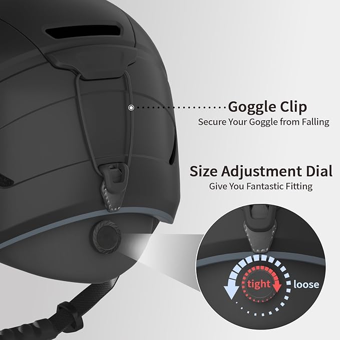 Ski Helmet for Women, Men & Youth, Snowboard Helmet with 7 Individual Air Vents, Snow Helmet with ABS PC Shell, EPS Foam, Dial Fit, Removable Fleece Liner and Ear Pads, Goggles Compatible-StrideForce Fitness