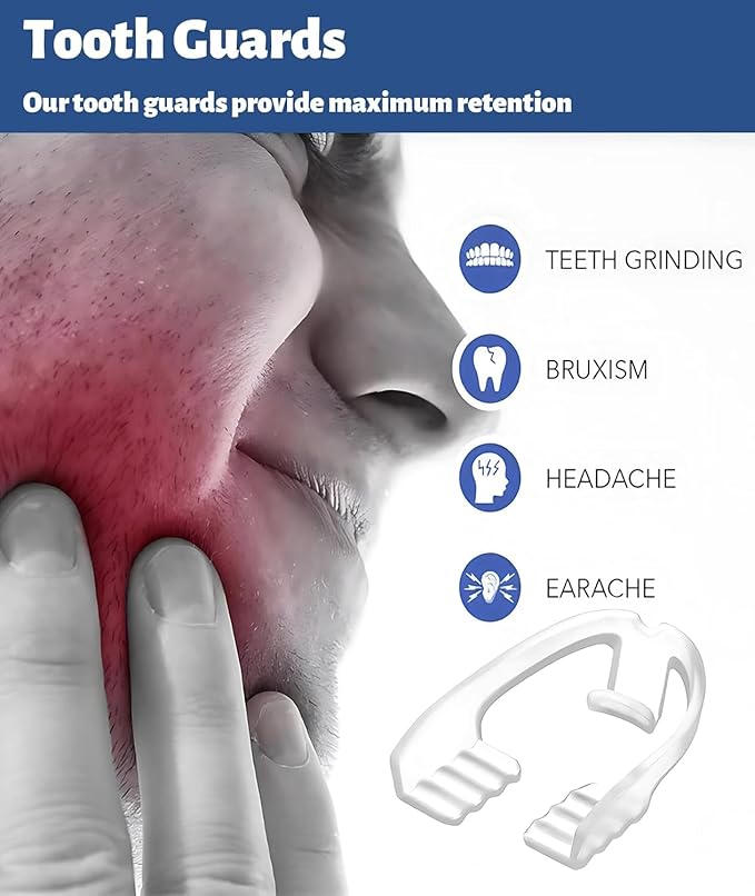 Night Guards for Teeth Grinding, 3 Count, Comfort Fit Design, Medical Grade EVA, Clear, Helps Reduce Teeth Clenching Pack of 2