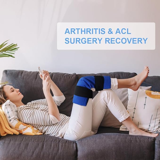 WORLD-BIO Large Gel Ice Pack Wrap for Injuries, Reusable Cold Compress Therapy Ice Pack with Straps for Swelling, Bruises, Hip, Knee Replacement Surgery, Back, Shoulder,11" x 14" Blue-StrideForce Fitness