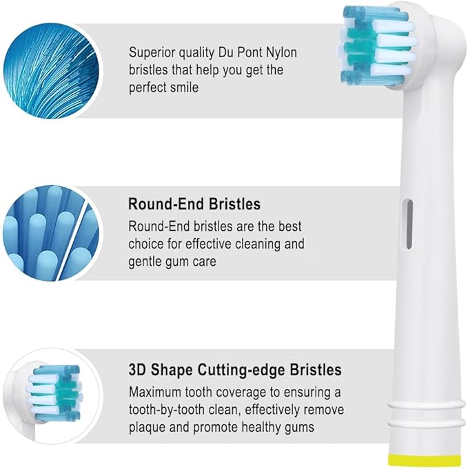 Toothbrush Replacement Heads Refills for Oral B - Precision Clean Brush Head for Gentle & Effective Cleaning and Optimal Dental Care, by DeBizz (16)