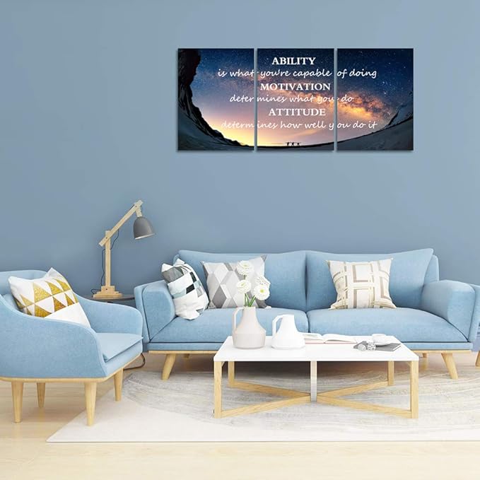 3 Panels Successful Inspirational Posters Quotes Wall Art Ability Modern Motivational Painting Picture Prints on Canvas Artwork Motto for Office Bedroom Decor Living Room Home Decor (16”Hx36”W)-StrideForce Fitness