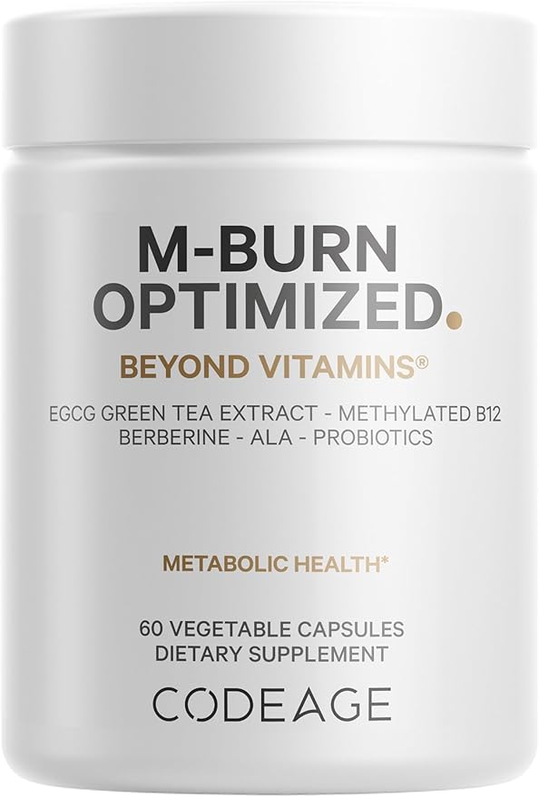 Codeage M-Burn Optimized Supplement - Decaffeinated Green Tea Std. to 50% EGCG, Berberine, Akkermansia, Vitamin B12 - Probiotics - Vitamins - 60 Capsules-StrideForce Fitness