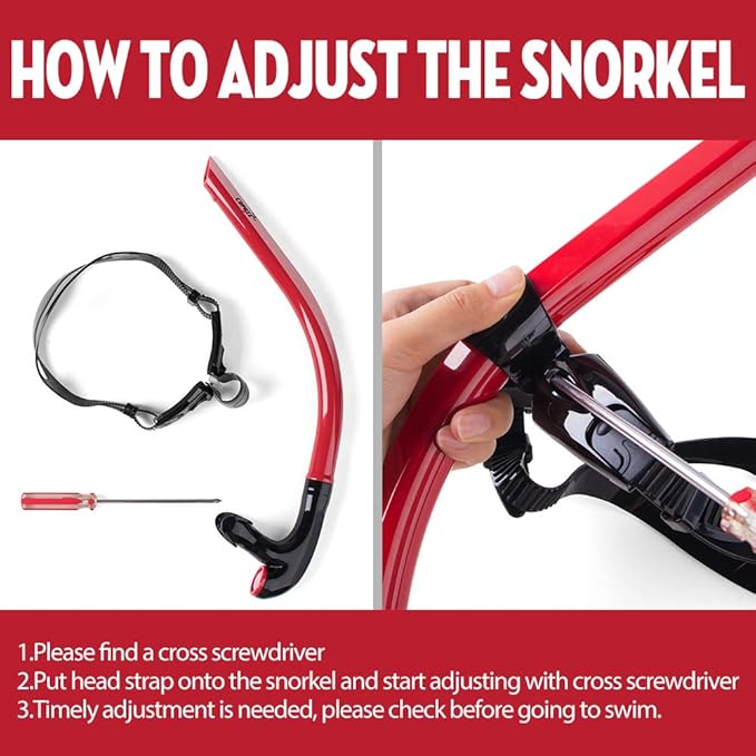 COPOZZ Swim Snorkel for Lap Swimming Swimmers Training Snorkeling Diving, Center Mount Comfortable Silicone Mouthpiece One-Way Purge Valve-StrideForce Fitness