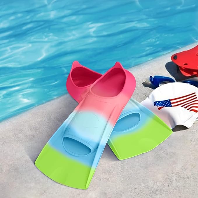 Gintenco Swim Fins, Kids Swim Training Fins for Lap Swimming, Travel Size Flippers with Mesh Bag, Silicone Swimming Fins for Kids Teens Adults Women Men-StrideForce Fitness