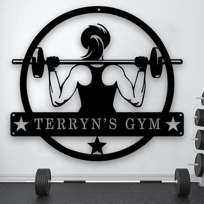 Personalized Gym Sign - Custom Name Metal Sign - Workout Room Home Decor - Family Gym Wall Art - Gifts for Mom Sister Women, Metal Gym Signs-StrideForce Fitness
