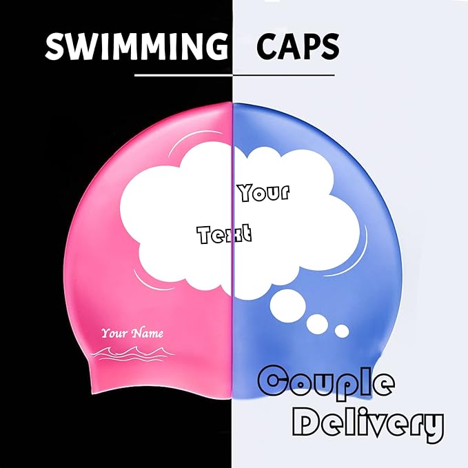 Custom Swim Cap with Photo Personalized Silicone Swim Cap for Men and Women Swimming Customized Swimmers Cap for Short and Medium Length Hair-StrideForce Fitness