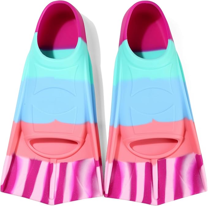 Kids Swim Fins,Short Kids Fins Youth Swimming Flippers for Lap Swimming Training for Children Girls Boys Beginners-StrideForce Fitness