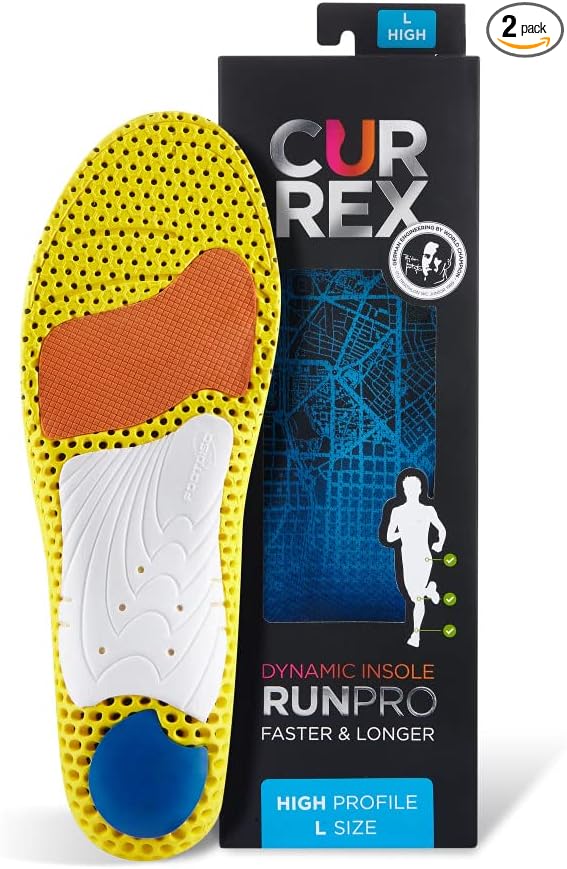 CURREX RunPro Insoles for Running Shoes – Arch Support Inserts to Help Reduce Fatigue, Prevent Injuries & Boost Performance – for Men & Women – High Arch, 2X Size-StrideForce Fitness