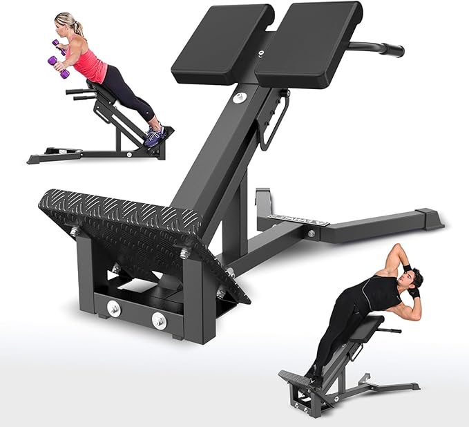 FANATICS Roman Chair Back Extension Machine Hyperextension Bench Reverse Hyper Lower Back Exercise Equipment Multi-Functional Core and Glute Workout Bench for Home Gym-StrideForce Fitness