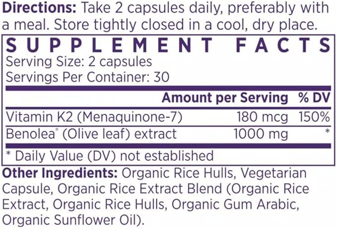 NAOMI BP Advanced, Potent Ingredients for Blood Flow and Circulation, Endothelial Function, Supports Cardiovascular and Arterial Health, 1000mg Olive Leaf Extract, 180mcg Vitamin K2 (Small, 60 Count)-StrideForce Fitness