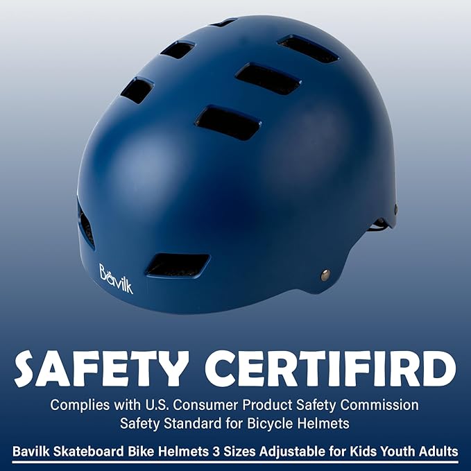 Bike Helmet 3 Sizes for Teenager Kids Youth Adults,Bavilk Skateboard Helmet Adjustable Multi-Sport Bicycle Cycling Scooter Roller Skate Inline Skating Rollerblading for Girls Boys Women Men Teen-StrideForce Fitness