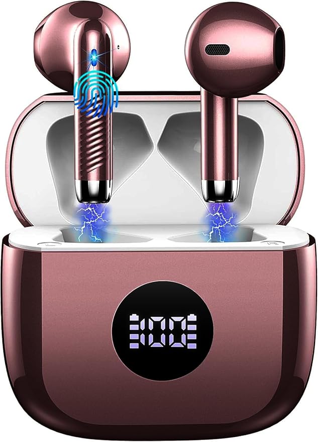 Wireless Earbuds, Bluetooth 5.4 Ear Buds LED Power Display Headphones Bass Stereo, Bluetooth Earbuds in-Ear Noise Cancelling Mic, 40H Playback Mini Case IP7 Waterproof Sports Earphones for Android iOS-StrideForce Fitness