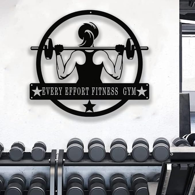 Custom Metal Gym Sign for Home Workout Room, Motivational Fitness Decor, Personalized Powerlifting Garage Wall Art, Gift for Women, Men, Dad, Papa, Grandpa, Mother, Sister, Girls, Modern Design-StrideForce Fitness