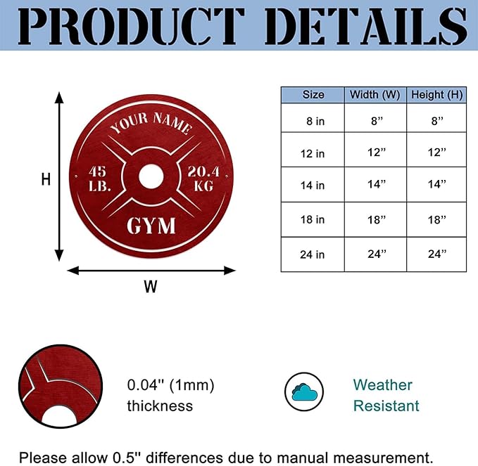 Personalized Home Gym LED Tin Metal Sign Multiple Sizes, Weight Lifting Exercise Workout Room Training Fitness Center Motivational Inspirational Quotes Decor Wall Art Hanging Accessories (09 w/o LED)-StrideForce Fitness