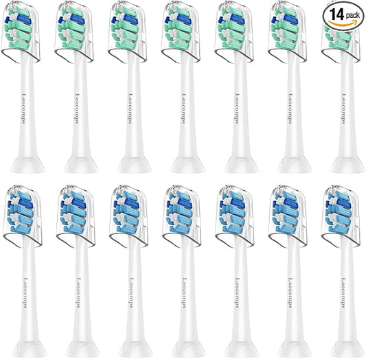 Replacement Toothbrush Heads Compatible with Philips Sonicare Click-on Electric Toothbrush Handles Plaque Control 14 Pack White