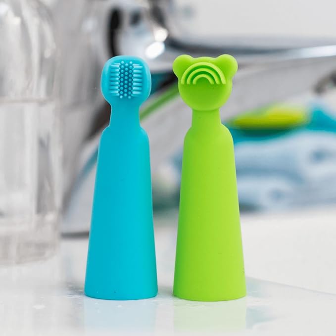 oogiebear Baby Finger Brush & Tongue Scraper - Gentle Oral Care, Soft Silicone, BPA-Free, for Infants & Toddlers