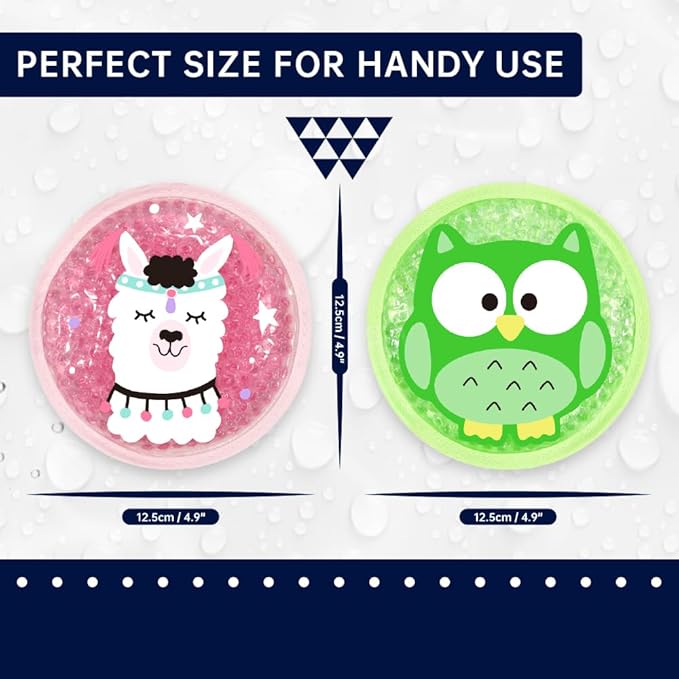 Gel Ice Pack for Injuries 2 Packs Cute Reusable Hot Cold Gel Packs for Fever Pain Relief Wisdom Teeth First Aid and Neck Head Arms Legs Knee Ankle