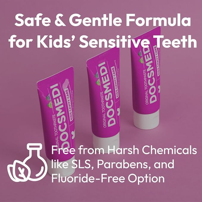 DOCSMEDI Doctrust K Kid-Friendly Toothpaste with 922 ppm Fluoride/Cavity Prevention/Dermatologically Tested/SLS Free, Parabens Free, Saccharin Free, Sugar Free/Natural Toothpaste