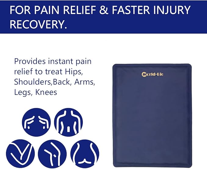 Large Gel Ice Pack 2 pack for Injuries Reusable, Flexible Hot Cold Therapy Pad for Hip, Back, Knee, Leg, Soothing Pain from Bruises & Sprains, Muscle Aches, Relief for Surgery, Back Pain 11.5" x 15.4"-StrideForce Fitness