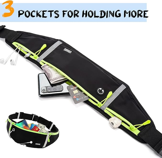 USHAKE Slim Running Belt, Workout Fanny Pack for Men Women,Exercise Waist Pack for Apple iPhone Holder, Runner Belt for Running Walking Cycling Camping Gym-StrideForce Fitness