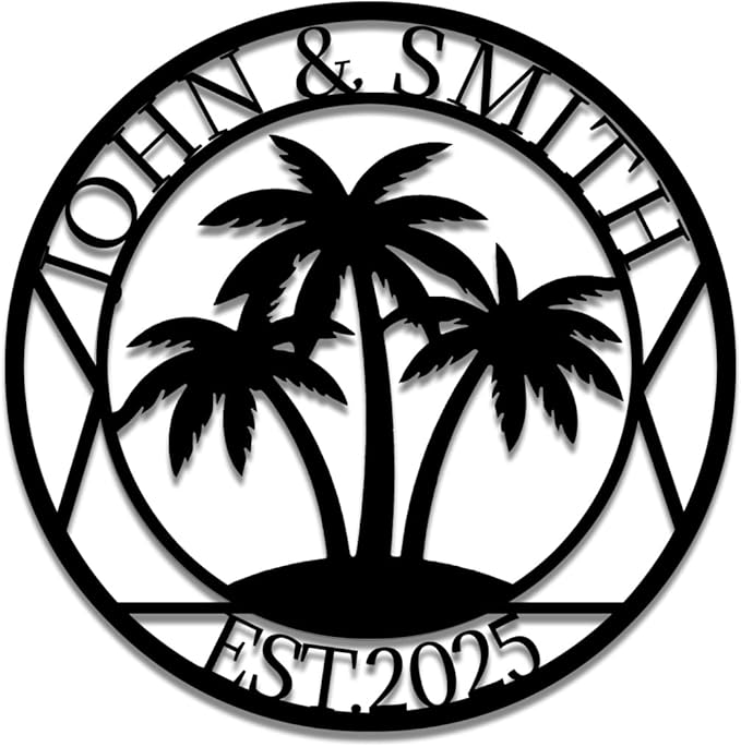 Personalized Palm Tree Metal Name Sign | Custom Family Wall Art & Split Letter Name | Custom Metal Signs | Beach Coastal House Decor | Outdoor Decor Gift Gift for Women, Men, Wife, Parents, Couple-StrideForce Fitness