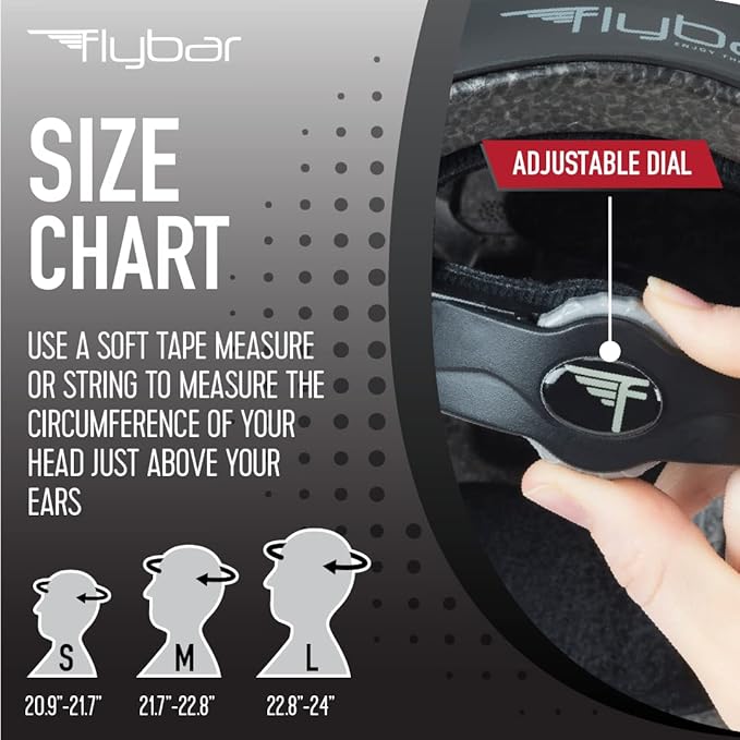 Flybar Bike Helmet- Multi Sport Dual Certified Adjustable Dial, Lightweight Skateboard Helmet, Roller Skating, Pogo, Electric Scooter, Snowboard, Boys and Girls Kids- Adults Helmets-StrideForce Fitness