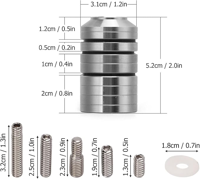 VBESTLIFE Archery Bow Stabilizer Weight Kit, Detachable Aluminum Alloy Counterweight Kit for Recurve Bow and Compound Bow-StrideForce Fitness
