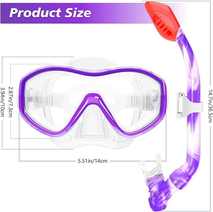 GoseWave Snorkeling Gear for Kids, Kids Snorkel Set for Ages 5-15, Anti-Fog Diving Mask and Dry Top Snorkel Set, Unisex Swimming Goggles with Nose Cover-StrideForce Fitness