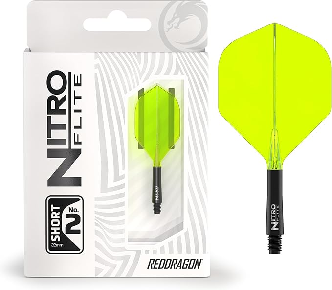 RED DRAGON Darts – Nitro Flite Integrated Flight & Shaft System – No.2 Shape and Design - Available in Short, Intermediate & Medium - Available in Variety of Colours - Professional Darts Accessories-StrideForce Fitness