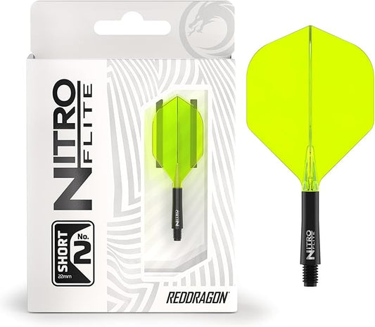 RED DRAGON Darts – Nitro Flite Integrated Flight & Shaft System – No.2 Shape and Design - Available in Short, Intermediate & Medium - Available in Variety of Colours - Professional Darts Accessories-StrideForce Fitness