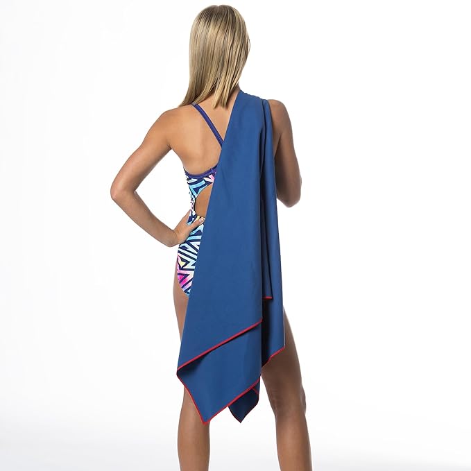 Flow Hydro Sport Towel - Microfiber Quick Dry Swimming Towels for Swim, Pool, Triathlon, and Other Water Sports in Medium, Large, Extra Large, and Hooded Sizes (Navy, Medium (48" x 24"))-StrideForce Fitness
