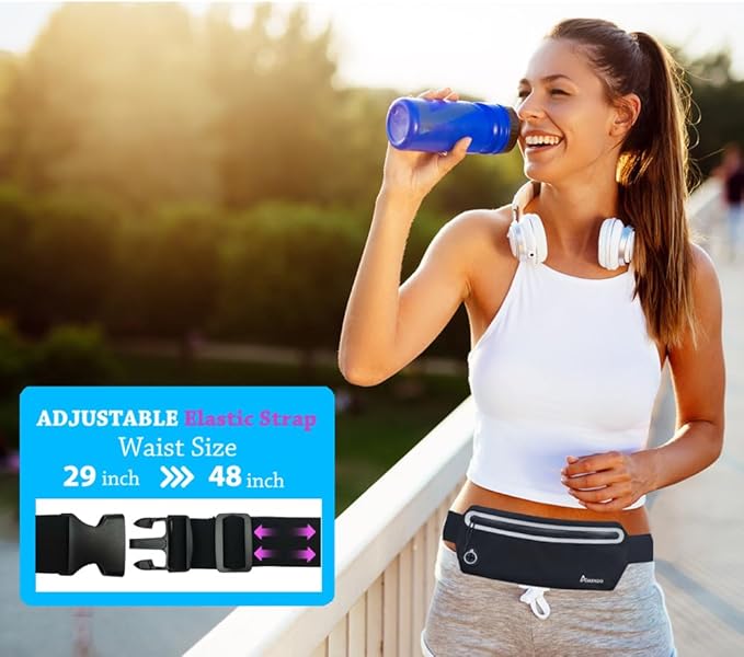 Slim Running Belt Fanny Pack Women Men,Runners Phone Holder Waist Bag,Run Pouch Waist Belt for Workout Jogging,Travel Money Belt Running Gear Accessories.
