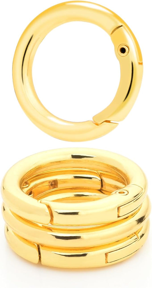 10 Pack 3/4 Inch Gold Round Carabiner Clips, Small Spring O Rings for Keyring Bag Pendant Keychain Clip-StrideForce Fitness
