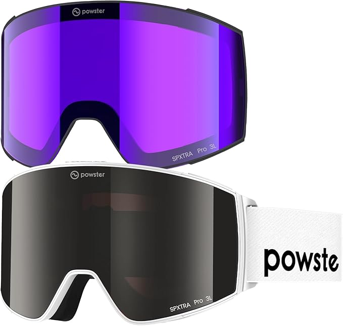 Ski Goggles Snow OTG Snowboard Goggles Magnetic Interchangeable Lens Frameless UV Protection Anti-fog mobile Skating-StrideForce Fitness