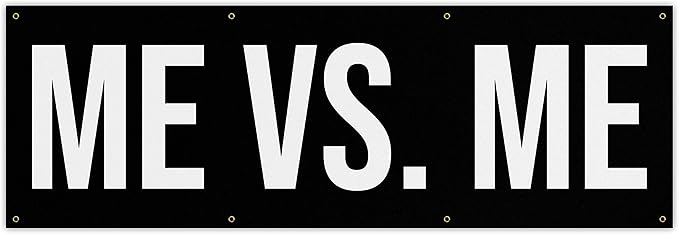 Damdekoli Me Vs Me Banner - Motivational Home Gym Decor - Large Quote Wall Art - Weightlifting - Inspirational (108 x 36 Inches)-StrideForce Fitness