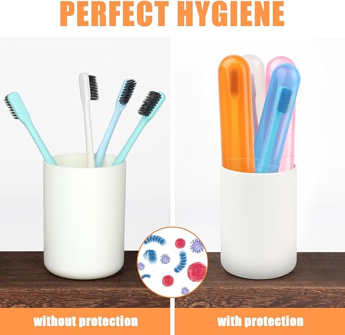6 Pack Travel Toothbrush Case, Breathable Portable Toothbrush Holder, Plastic Toothbrush Cover Container for Traveling, Bathroom, School, Home, Business, Camping