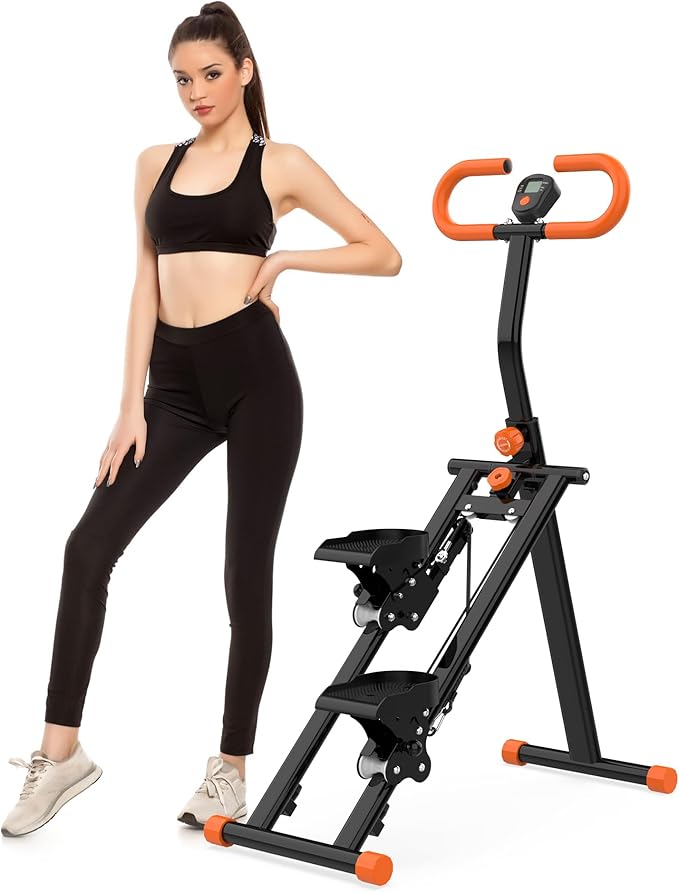Stair Stepper for Home, Folding Vertical Climber Workout Machine for Full-Body Exercise Stair Stepper with Stable Frame Adjustable Handlebar & Pedals-StrideForce Fitness