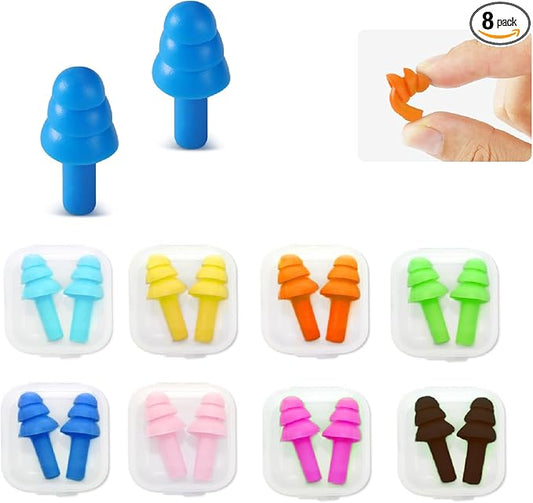 Ear Plugs for Swimming, Soft Ear Plugs for Sleeping Noise Cancelling, Reusable Ear Plugs for Noise Reduction, Ear Protection, Silicone Earplugs for Swimming, Sleeping, Snoring, Work, Concerts, 8 Pairs-StrideForce Fitness