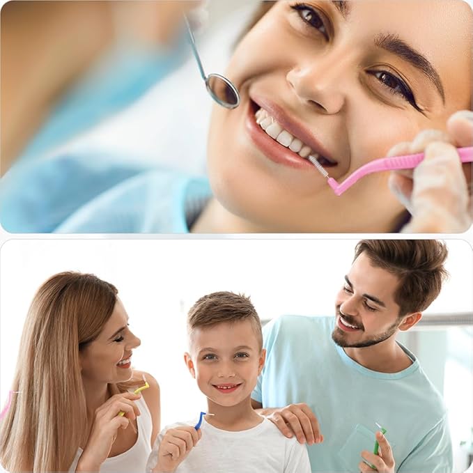 60pcs Interdental Brushes, 6 Sizes Braces Brush Kit, Soft Bristled Dental Picks for Teeth Cleaning, Non-Slip Flossers for Braces with Angled Head, Suitable for Teeth Gaps Cleaning, Oral Care