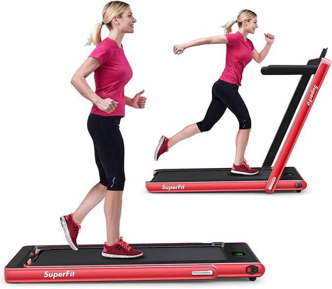 GYMAX Walking Pad, 2.25HP Foldable Treadmill with Smart App & Remote Control, Bluetooth LED Monitor, Small Spaces Compact Running Machine, Folding Portable Under Desk Treadmill for Home Office-StrideForce Fitness