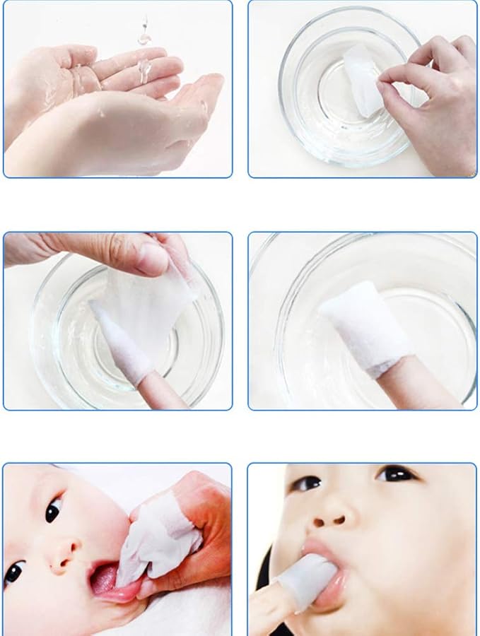 120Pcs Baby Teeth Soft Gauze Finger Clean Oral Hygiene Tongue Milk Stain Cleaning for 0-2 Years Old