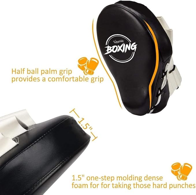 Valleycomfy Boxing Curved Focus Punching Mitts- Leatherette Training Hand Pads-StrideForce Fitness