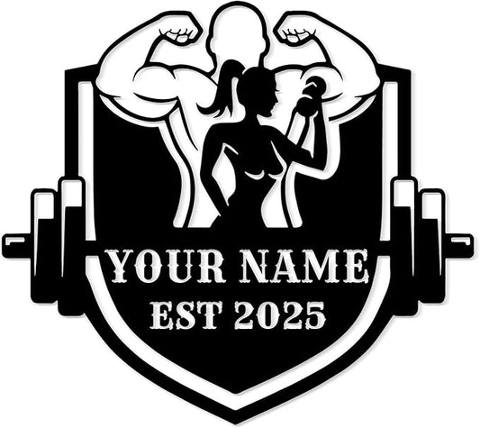 Customized Metal Gym Name Sign, Personalized Sports Room Wall Art,Metal Gym Sign,Unique Fitness Wall Sign, Gym Lovers Unique Gift, Gym Wall Art,Training Center Sign (Style-9)-StrideForce Fitness