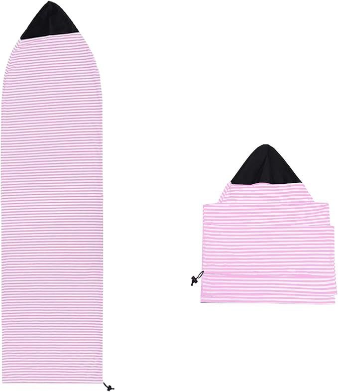 Surf Sock, Surfboard Sock Cover for Longboard Paddleboard Surf Board Sup Paddle Board, 6-8 FT Foot Quick Dry Stretch Surfboard Bag Sleeve with Drawstring Closure-StrideForce Fitness