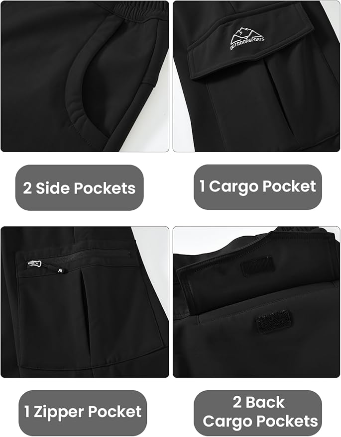 TBMPOY Men's Snow Ski Fleece Lined Hiking Pants Waterproof Winter Snowboard Warm Outdoor Insulated Pants Windproof