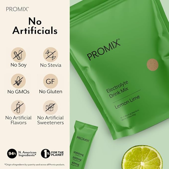 ProMix Nutrition Electrolytes Powder Packets - Sugar Free, Zero Calorie, Stevia Free, Fasting Friendly, Natural Himalayan Pink Salt - Lemon Lime - 30 Servings (Pack of 30)-StrideForce Fitness