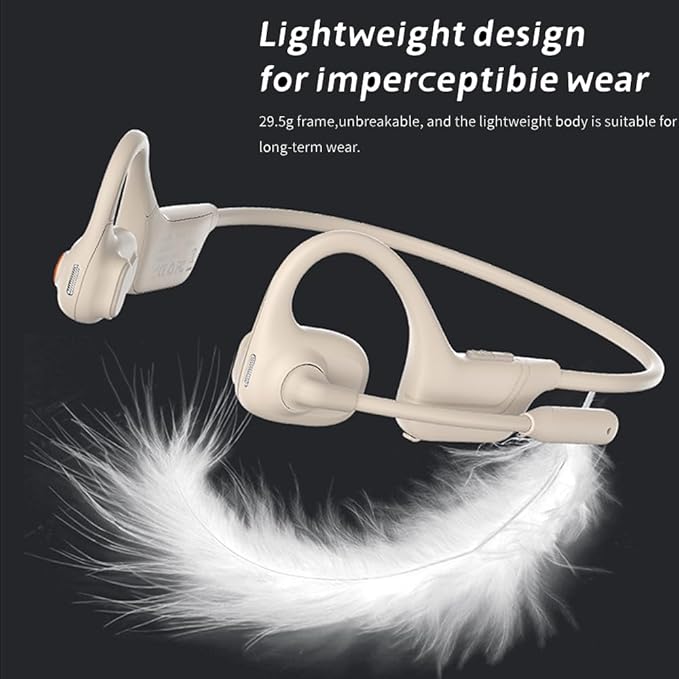 IHAO Open Ear Air Conduction Bluetooth Headphone Dual Mic Rotatable Boom Mic Active Noise Cancellation IPX5 Waterproof Bluetooth 5.4 Pain-Free Design for Sports Work Outdoor Activities-DG09 White-StrideForce Fitness