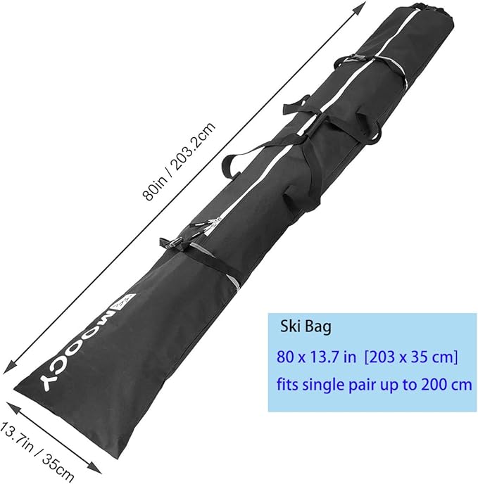 MOOCY Ski Bag for Air Travel, Unpadded Snow Bag Fits Skis Up to 200cm, Carrying Bag for Adults and Children-StrideForce Fitness
