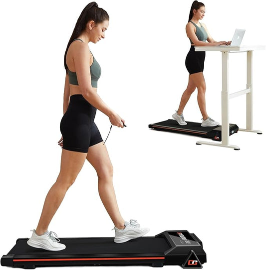 GOYOUTH 2 in 1 Under Desk Electric Treadmill Motorized Exercise Machine with Wireless Speaker, Remote Control and LED Display, Walking Jogging Machine for Home/Office Use-StrideForce Fitness